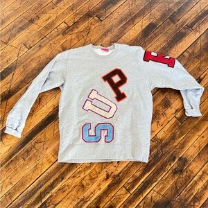 Supreme Gray Crewneck with Multicolor Lettering